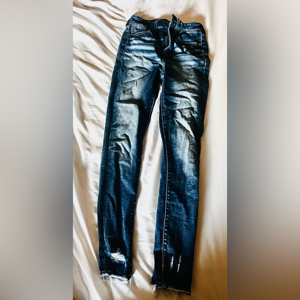 Buckle Women's Skinny Jeans - Dark Blue